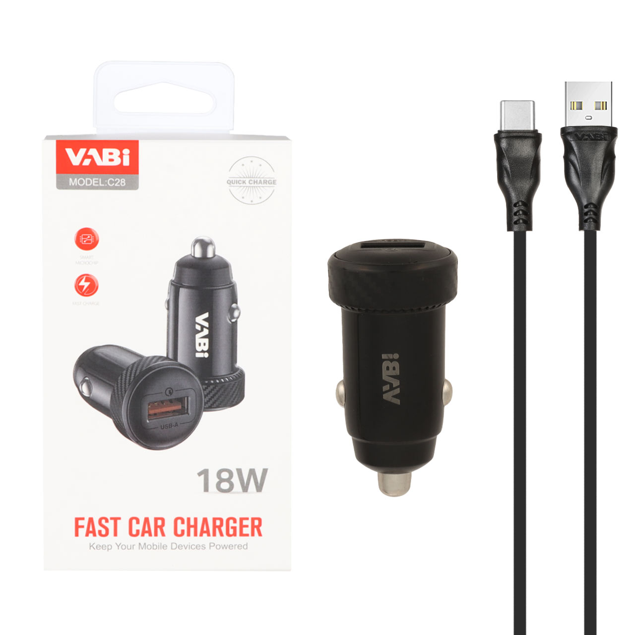 شارژر فندکی فست تک پورت VABI مدل C28