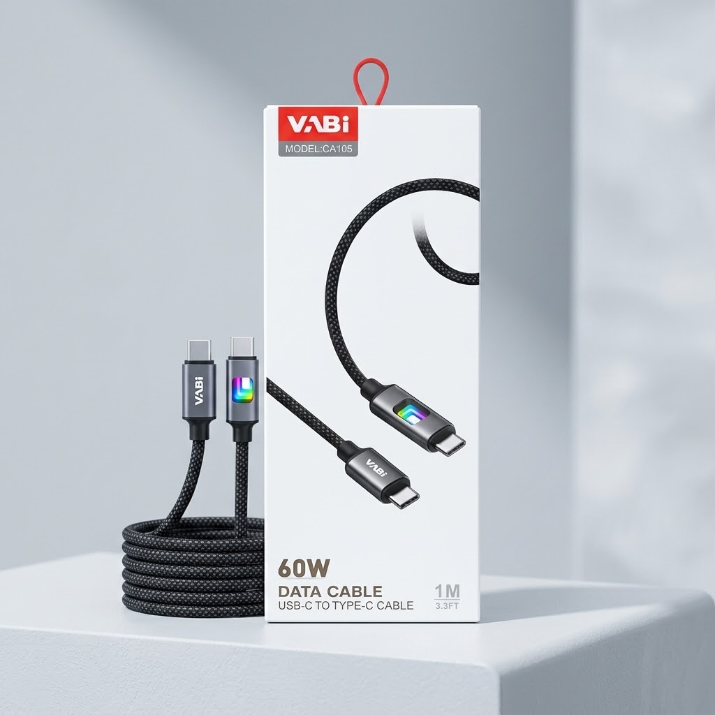 کابل Vabi مدل CA105 USB-C به تایپ‌سی ۶۰ وات