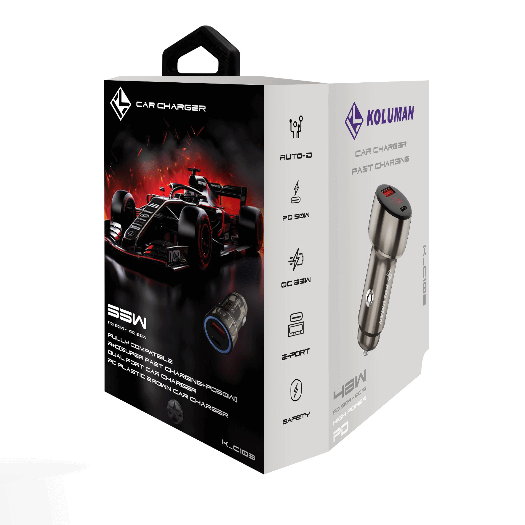 شارژر فندکی 30 وات 2 پورت کلومن مدل K-C103