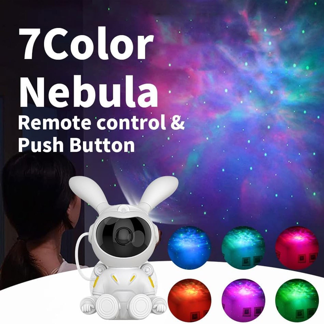 چراغ خواب کهکشانی خرگوش فضانورد با اسپیکر projector galactic 4