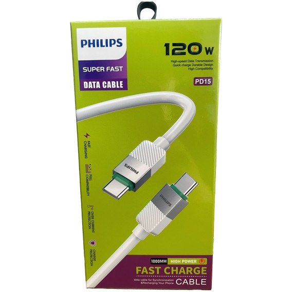 کابل تبدیل USB به USB-C فیلیپس مدل PD15 طول 1 متر