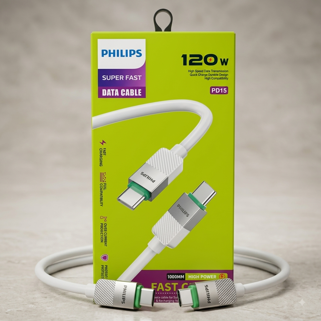 کابل تبدیل USB به USB-C فیلیپس مدل PD15 طول 1 متر