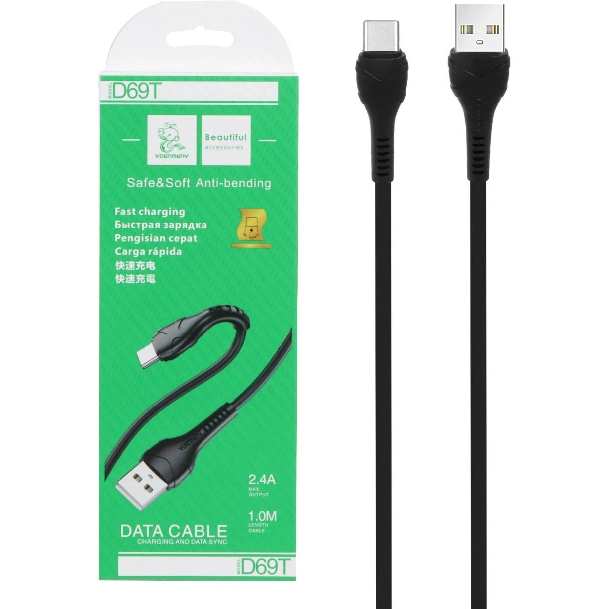 کابل شارژ TYPE-C DENMEN D69T