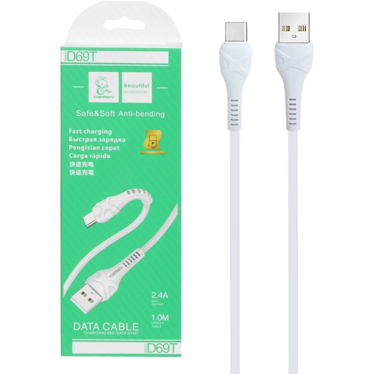 کابل شارژ TYPE-C DENMEN D69T