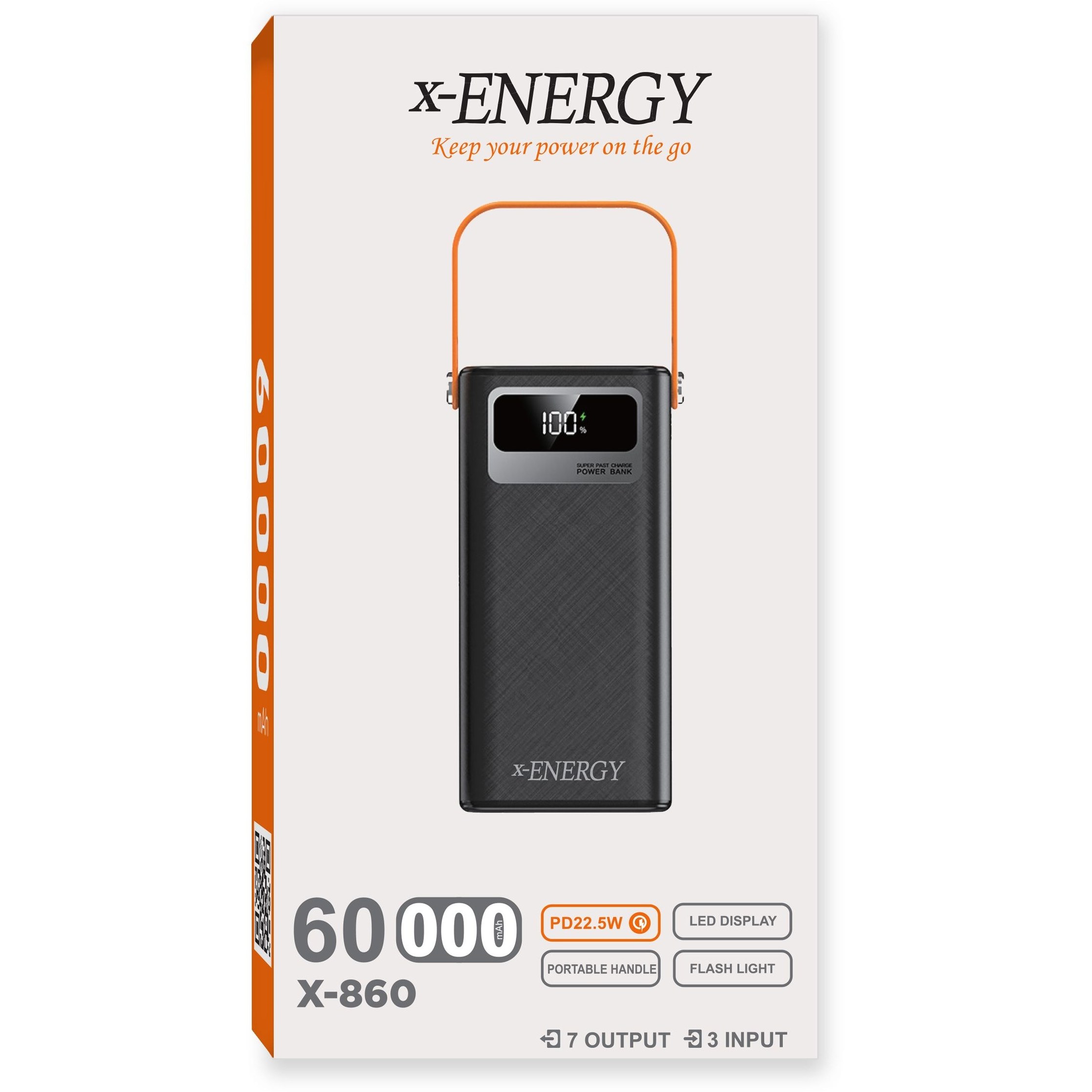 پاوربانک ایکس انرژی مدل X-860 ظرفیت 60000 میلی‌آمپر ساعت