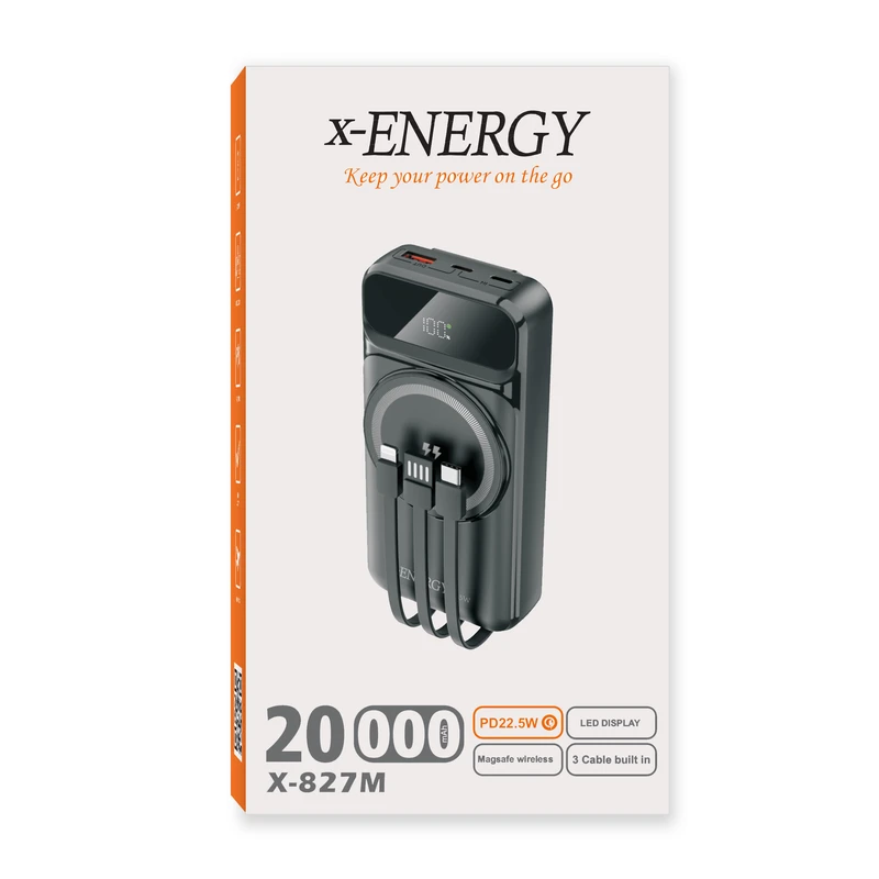 پاوربانک ایکس انرژی مدل X-827 ظرفیت 20000 میلی‌آمپر ساعت