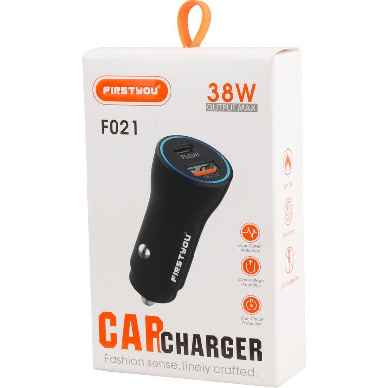 شارژر فندکی فست شارژ Firstyou F021 QC3.0 PD 3A 20W