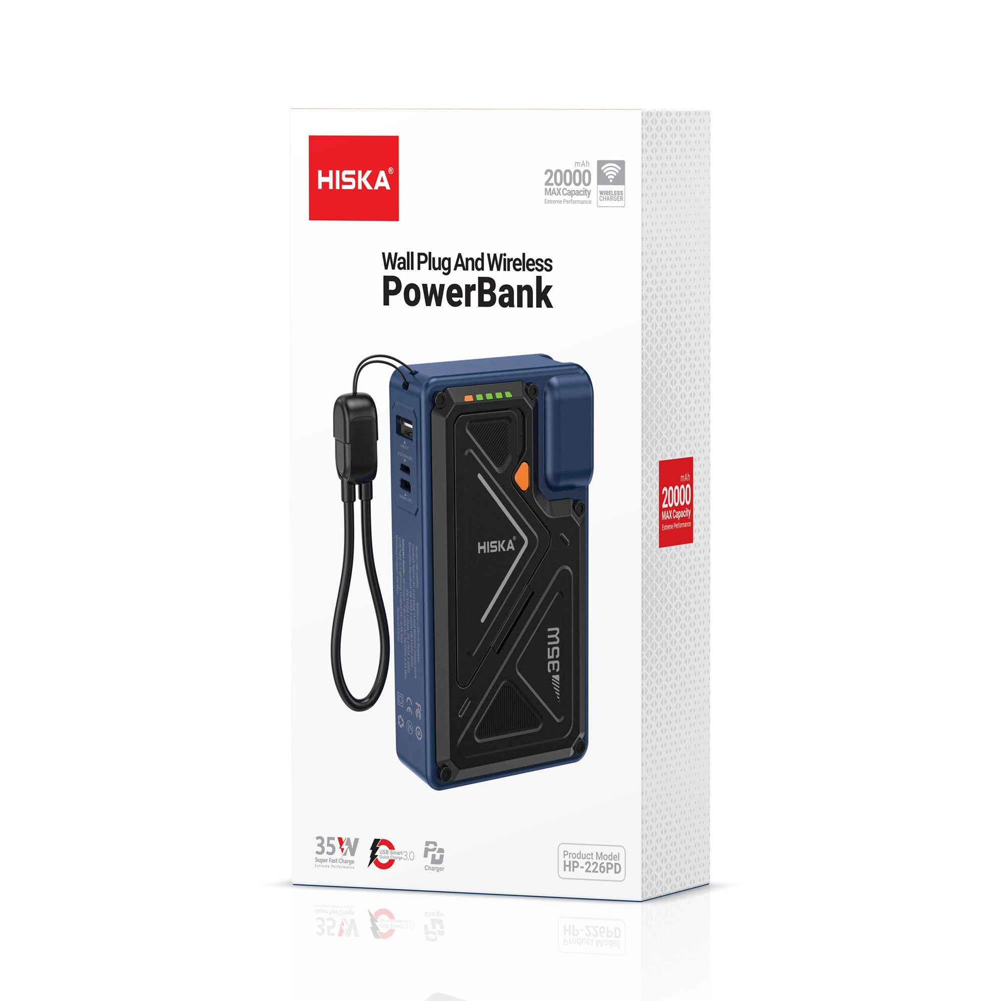 پاوربانک هیسکا مدل HP-226PD ظرفیت ۲۰۰۰۰ میلی‌آمپر