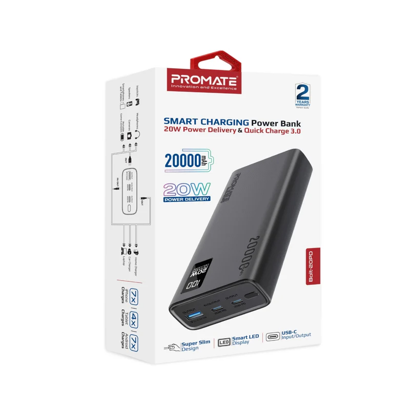 پاوربانک 20000 پرومیت مدل Bolt-20PD