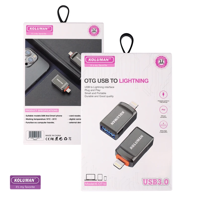مبدل USB به لایتنینگ کلومن مدل K-OT16