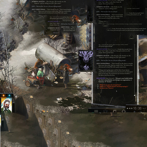 A screenshot showing Disco Elysium's interface and role-playing system.