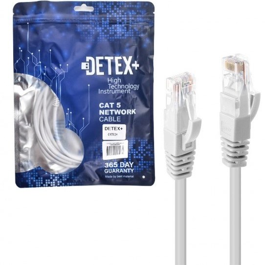 کابل شبکه DETEX CAT5 طول 3 متر – اتصال پایدار و پرسرعت برای استفاده خانگی و اداری