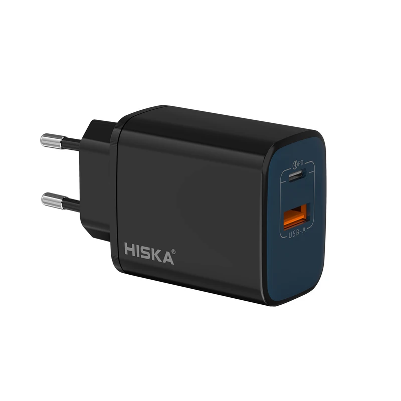 شارژر دیواری هیسکا مدل H-145EU ظرفیت ۴۵ وات با ۲ پورت USB Type C