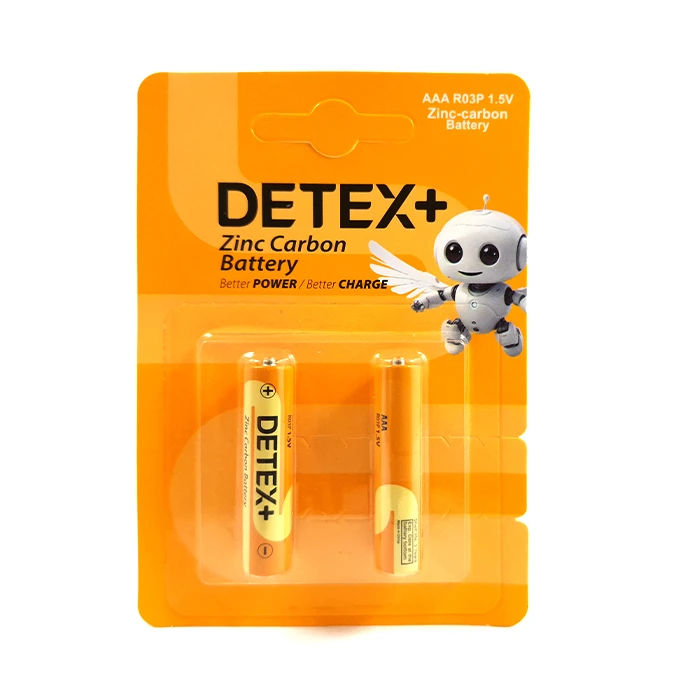 باتری نیم قلمی دتکس پلاس مدل R03P بسته دو عددی